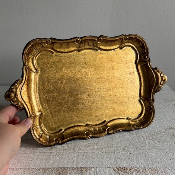 Mid Century Gold Gilt Vanity Tray - Gumps Tray - Made in Italy - Picture 4 of 9